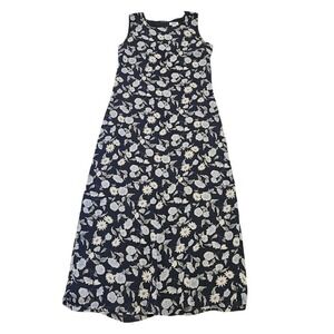 Old Navy Vintage Floral Maxi Dress Navy Blue Size 8